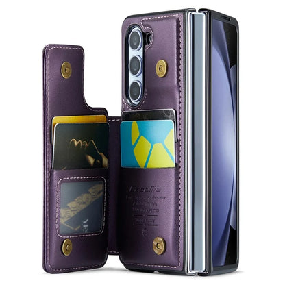 CASEME C22 Series for Samsung Galaxy Z Fold5 5G Case TPU+PU Leather Glossy Phone Shell with 4 Card Holder