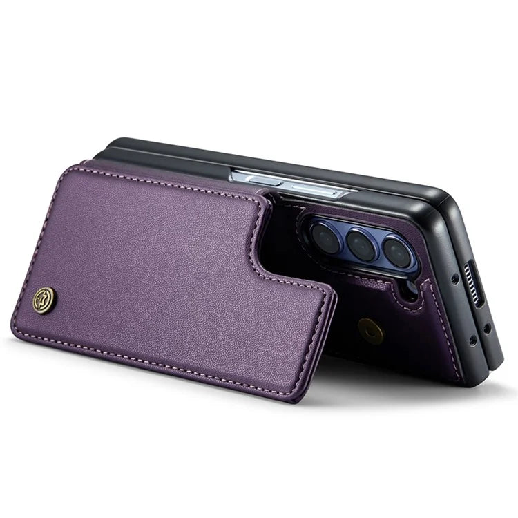 CASEME C22 Series for Samsung Galaxy Z Fold5 5G Case TPU+PU Leather Glossy Phone Shell with 4 Card Holder