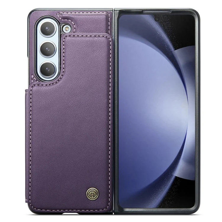 CASEME C22 Series for Samsung Galaxy Z Fold5 5G Case TPU+PU Leather Glossy Phone Shell with 4 Card Holder