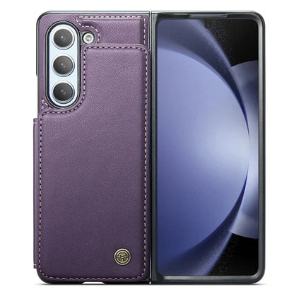 CASEME C22 Series for Samsung Galaxy Z Fold5 5G Case TPU+PU Leather Glossy Phone Shell with 4 Card Holder