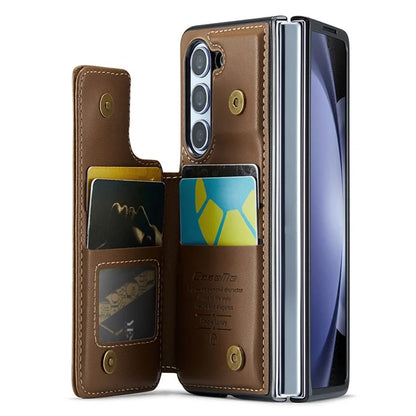 CASEME C22 Series for Samsung Galaxy Z Fold5 5G Case TPU+PU Leather Glossy Phone Shell with 4 Card Holder