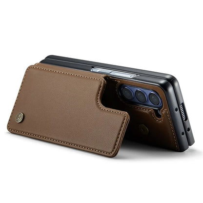CASEME C22 Series for Samsung Galaxy Z Fold5 5G Case TPU+PU Leather Glossy Phone Shell with 4 Card Holder
