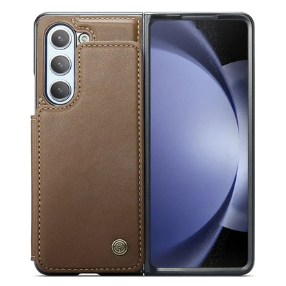 CASEME C22 Series for Samsung Galaxy Z Fold5 5G Case TPU+PU Leather Glossy Phone Shell with 4 Card Holder