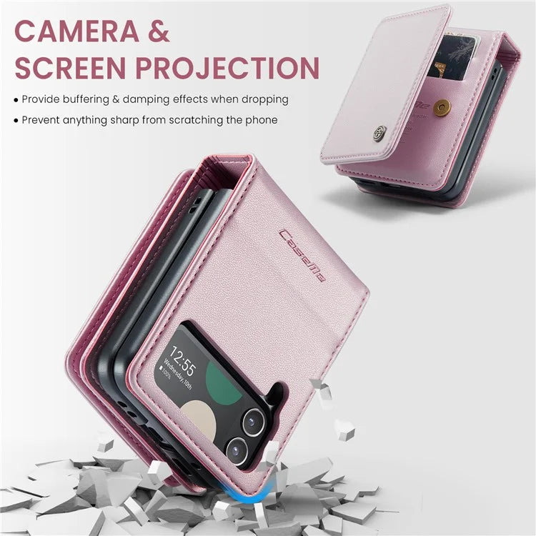 CASEME C22 Series for Samsung Galaxy Z Flip3 5G Case Litchi Texture RFID Blocking Mobile Phone Cover
