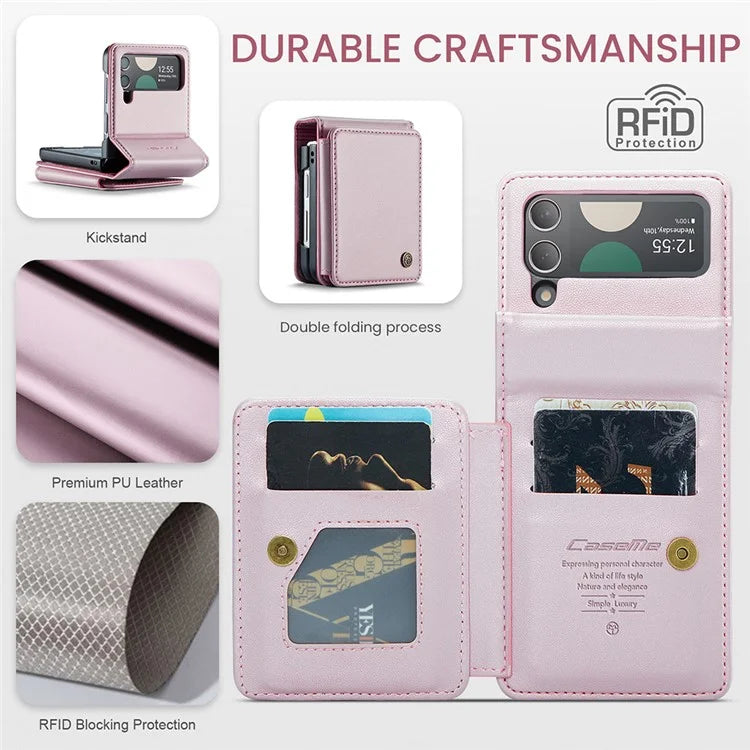 CASEME C22 Series for Samsung Galaxy Z Flip3 5G Case Litchi Texture RFID Blocking Mobile Phone Cover