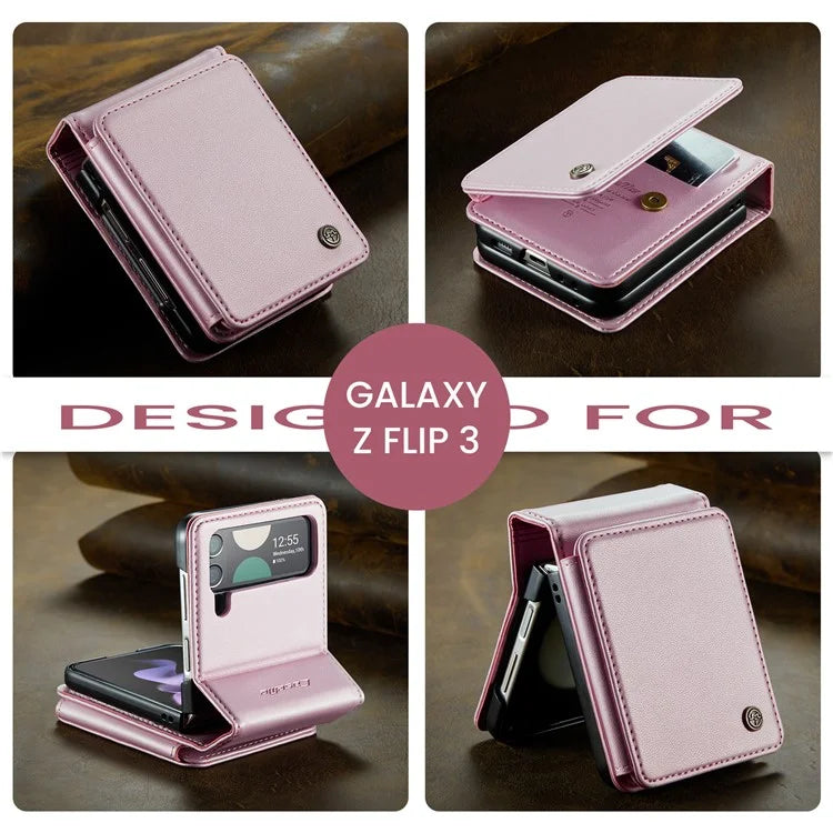 CASEME C22 Series for Samsung Galaxy Z Flip3 5G Case Litchi Texture RFID Blocking Mobile Phone Cover