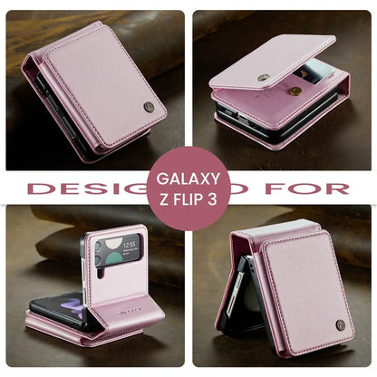 CASEME C22 Series for Samsung Galaxy Z Flip3 5G Case Litchi Texture RFID Blocking Mobile Phone Cover