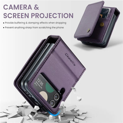CASEME C22 Series for Samsung Galaxy Z Flip3 5G Case Litchi Texture RFID Blocking Mobile Phone Cover