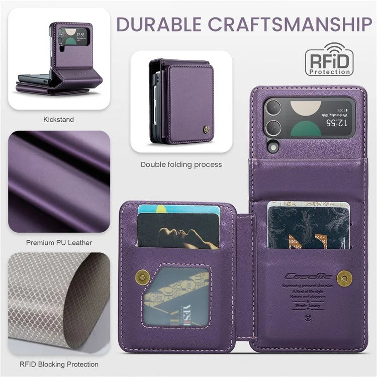 CASEME C22 Series for Samsung Galaxy Z Flip3 5G Case Litchi Texture RFID Blocking Mobile Phone Cover
