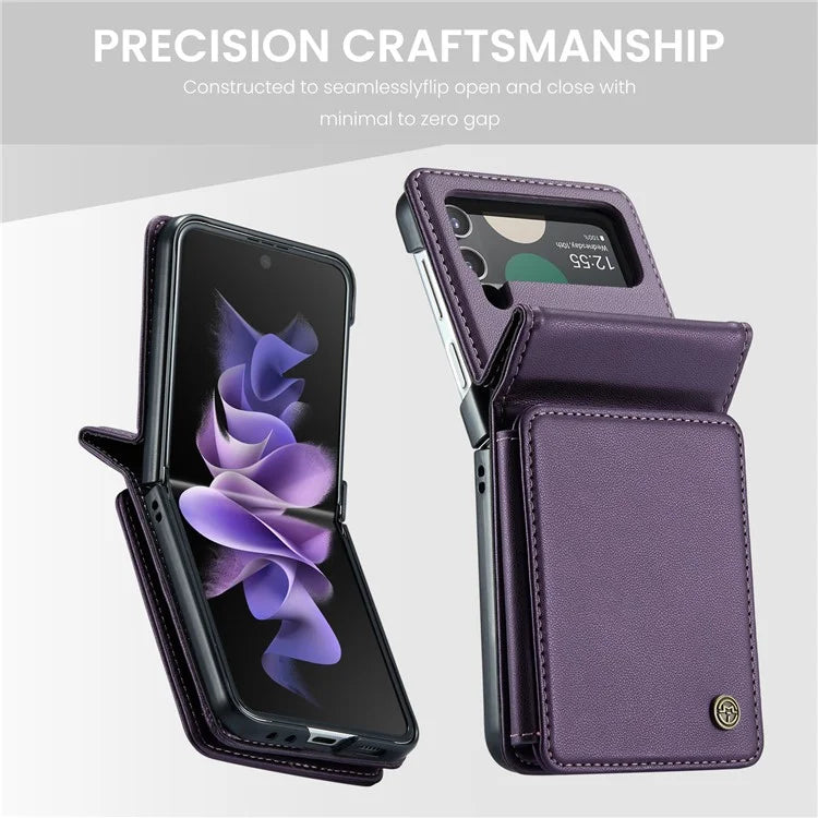 CASEME C22 Series for Samsung Galaxy Z Flip3 5G Case Litchi Texture RFID Blocking Mobile Phone Cover