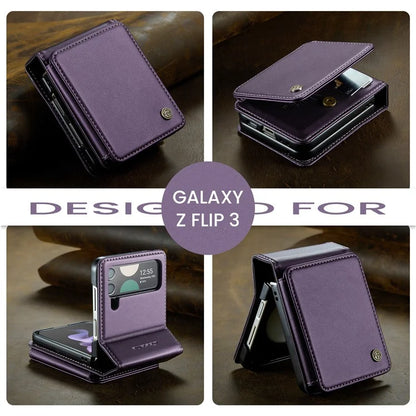 CASEME C22 Series for Samsung Galaxy Z Flip3 5G Case Litchi Texture RFID Blocking Mobile Phone Cover