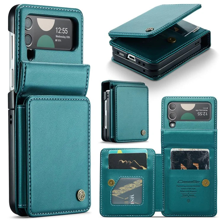 CASEME C22 Series for Samsung Galaxy Z Flip3 5G Case Litchi Texture RFID Blocking Mobile Phone Cover