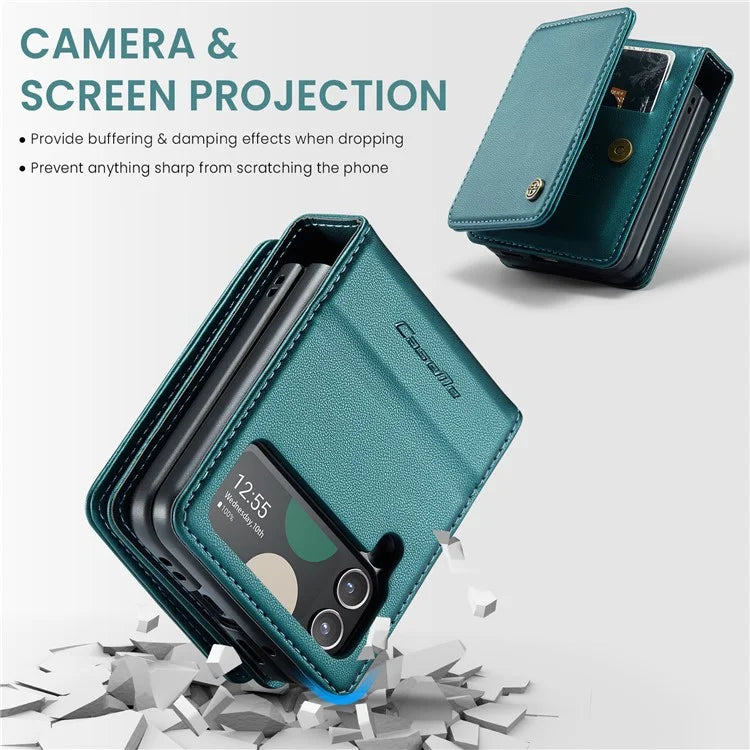 CASEME C22 Series for Samsung Galaxy Z Flip3 5G Case Litchi Texture RFID Blocking Mobile Phone Cover