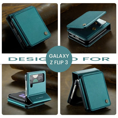 CASEME C22 Series for Samsung Galaxy Z Flip3 5G Case Litchi Texture RFID Blocking Mobile Phone Cover