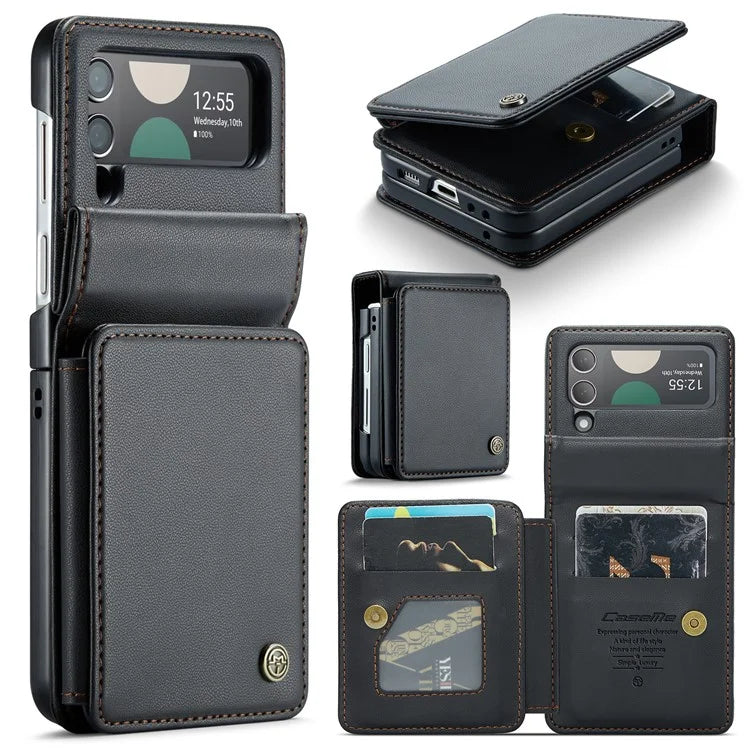 CASEME C22 Series for Samsung Galaxy Z Flip3 5G Case Litchi Texture RFID Blocking Mobile Phone Cover
