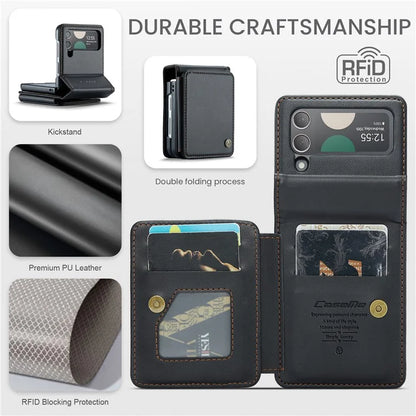 CASEME C22 Series for Samsung Galaxy Z Flip3 5G Case Litchi Texture RFID Blocking Mobile Phone Cover