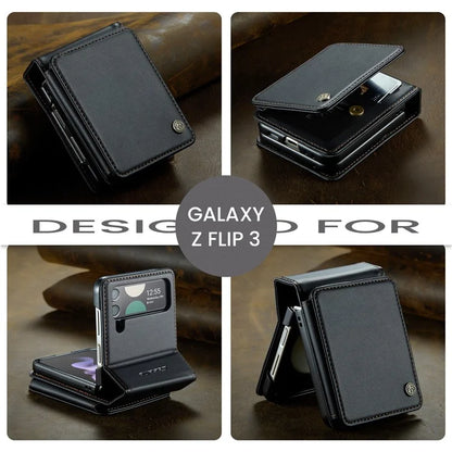 CASEME C22 Series for Samsung Galaxy Z Flip3 5G Case Litchi Texture RFID Blocking Mobile Phone Cover