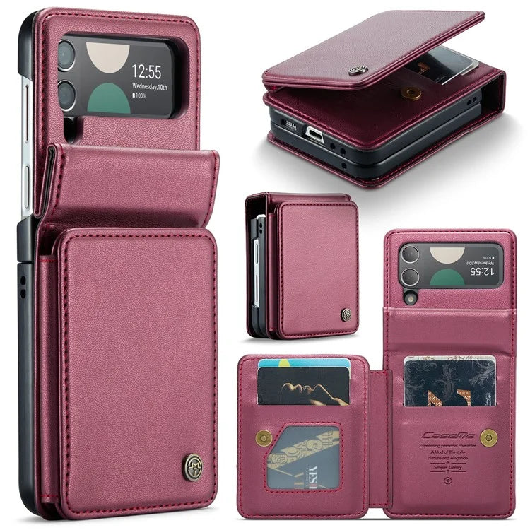 CASEME C22 Series for Samsung Galaxy Z Flip3 5G Case Litchi Texture RFID Blocking Mobile Phone Cover