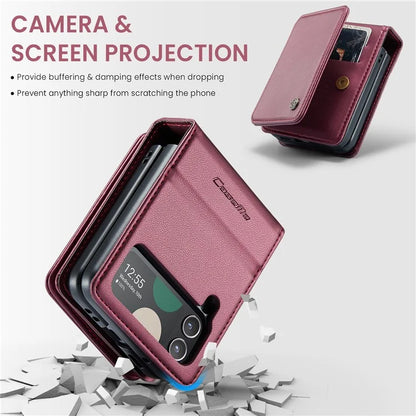 CASEME C22 Series for Samsung Galaxy Z Flip3 5G Case Litchi Texture RFID Blocking Mobile Phone Cover