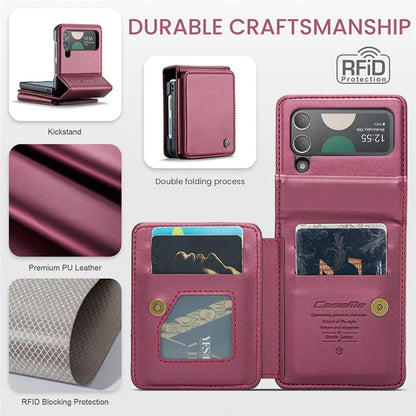 CASEME C22 Series for Samsung Galaxy Z Flip3 5G Case Litchi Texture RFID Blocking Mobile Phone Cover