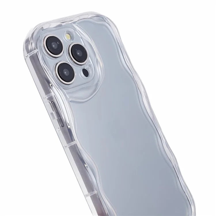 For iPhone 15 Pro Max TPU Phone Case Wave Curly Frame Shape Shockproof Cover