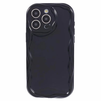 For iPhone 15 Pro Max TPU Phone Case Wave Curly Frame Shape Shockproof Cover