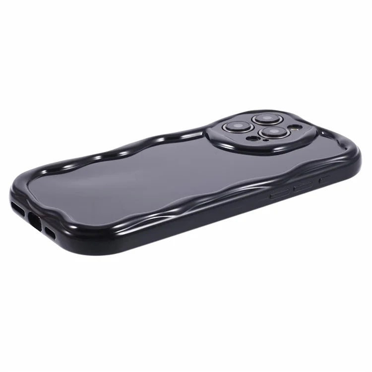 For iPhone 15 Pro Max TPU Phone Case Wave Curly Frame Shape Shockproof Cover
