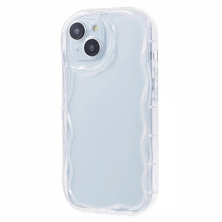 For iPhone 15 Phone Case Wave Shape Frame Design TPU Cover