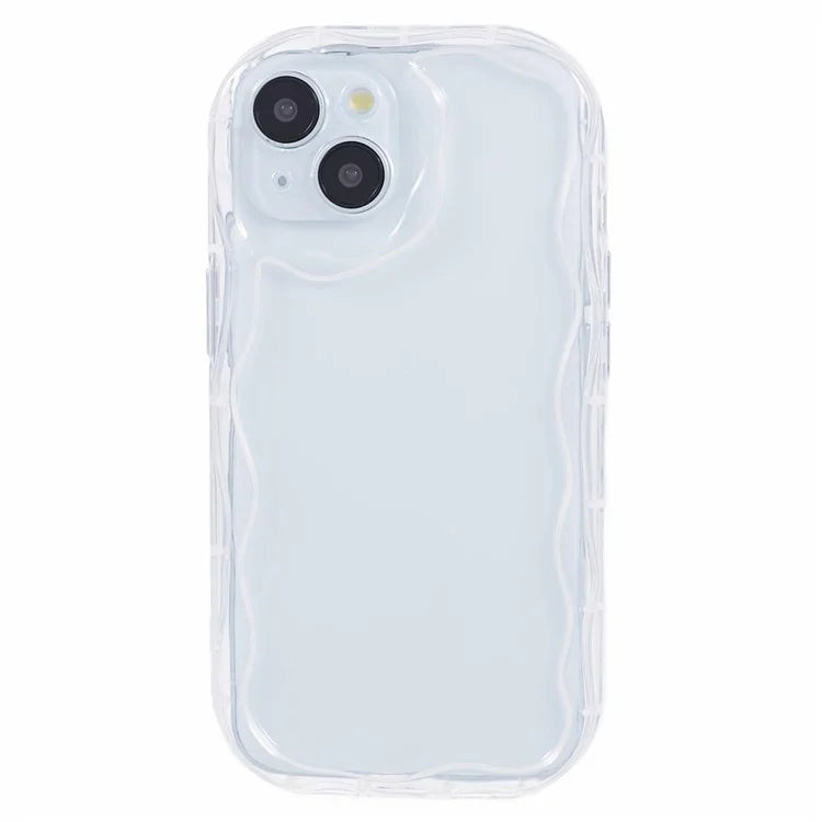 For iPhone 15 Phone Case Wave Shape Frame Design TPU Cover