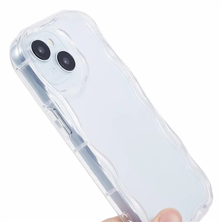 For iPhone 15 Phone Case Wave Shape Frame Design TPU Cover