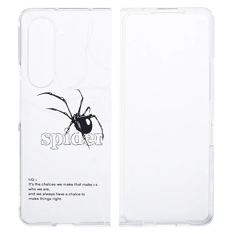 For Samsung Galaxy Z Fold5 5G Clear Case Hard PC Pattern Printing Folding Phone Cover