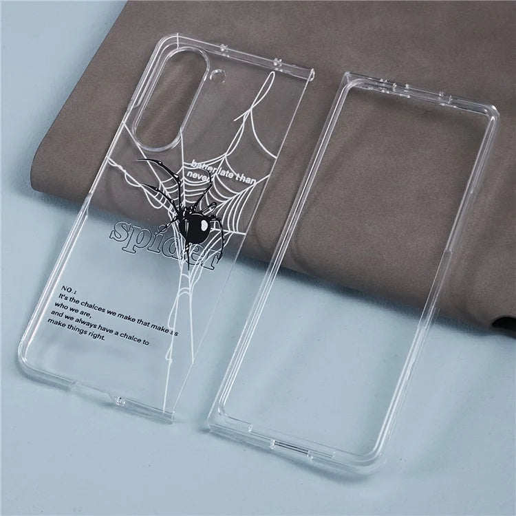 For Samsung Galaxy Z Fold5 5G Clear Case Hard PC Pattern Printing Folding Phone Cover