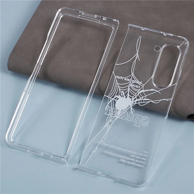 For Samsung Galaxy Z Fold5 5G Clear Case Hard PC Pattern Printing Folding Phone Cover
