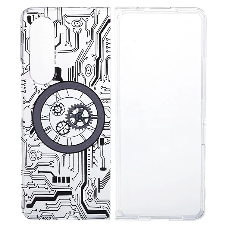 For Samsung Galaxy Z Fold5 5G Clear Case Hard PC Pattern Printing Folding Phone Cover