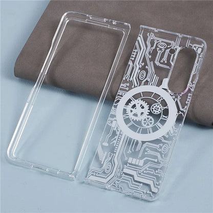 For Samsung Galaxy Z Fold5 5G Clear Case Hard PC Pattern Printing Folding Phone Cover