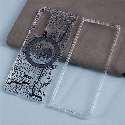For Samsung Galaxy Z Fold5 5G Clear Case Hard PC Pattern Printing Folding Phone Cover