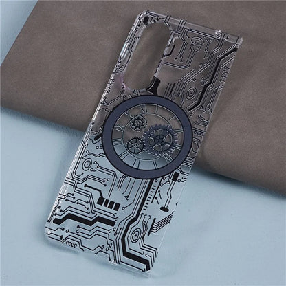 For Samsung Galaxy Z Fold5 5G Clear Case Hard PC Pattern Printing Folding Phone Cover