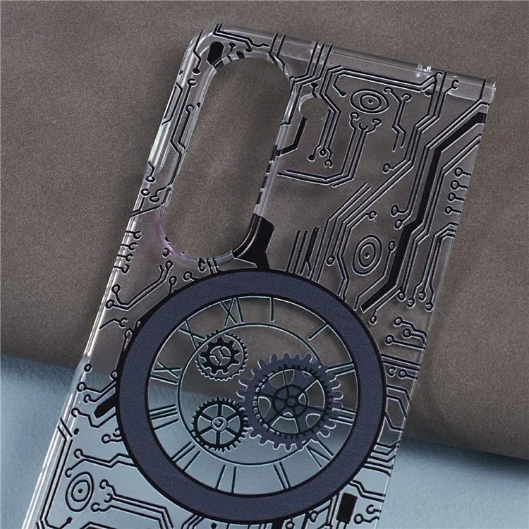 For Samsung Galaxy Z Fold5 5G Clear Case Hard PC Pattern Printing Folding Phone Cover
