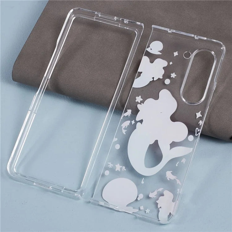 For Samsung Galaxy Z Fold5 5G Clear Case Hard PC Pattern Printing Folding Phone Cover