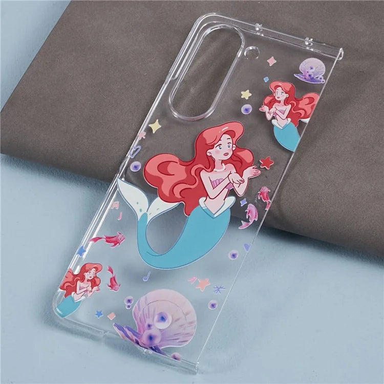 For Samsung Galaxy Z Fold5 5G Clear Case Hard PC Pattern Printing Folding Phone Cover