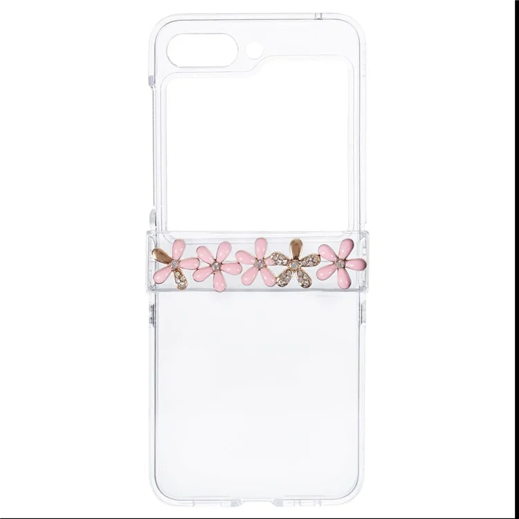 For Samsung Galaxy Z Flip5 5G Case Clear PC Rhinestone Decor Phone Cover