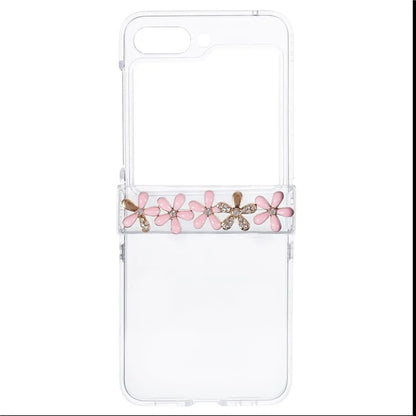 For Samsung Galaxy Z Flip5 5G Case Clear PC Rhinestone Decor Phone Cover