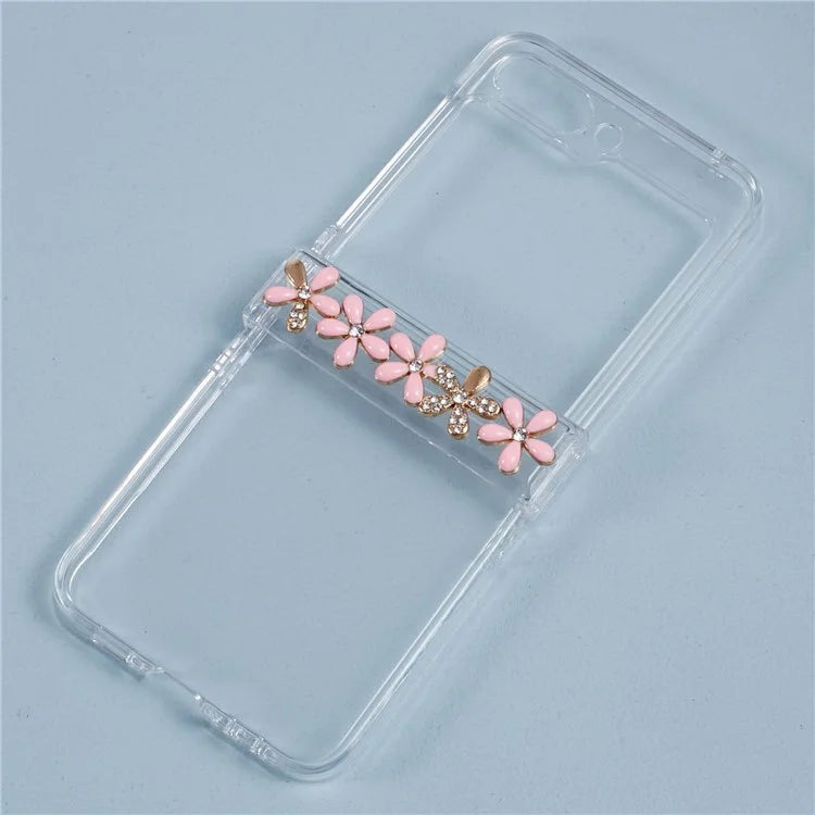 For Samsung Galaxy Z Flip5 5G Case Clear PC Rhinestone Decor Phone Cover