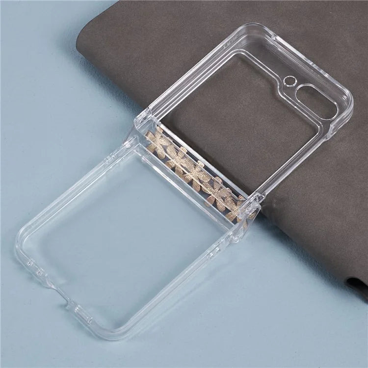 For Samsung Galaxy Z Flip5 5G Case Clear PC Rhinestone Decor Phone Cover