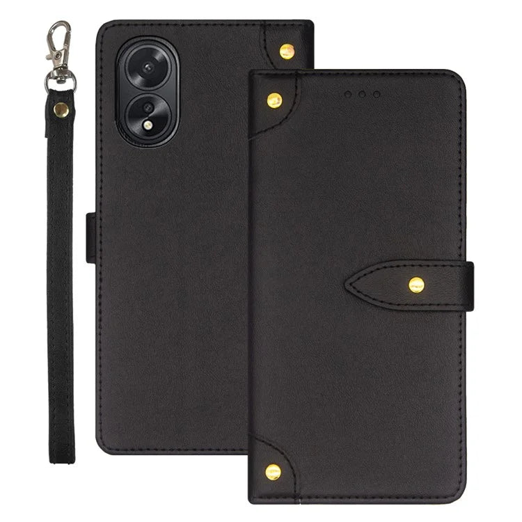 IDEWEI For Oppo A38 4G Phone Case Magnetic PU Leather Stand Flip Cover