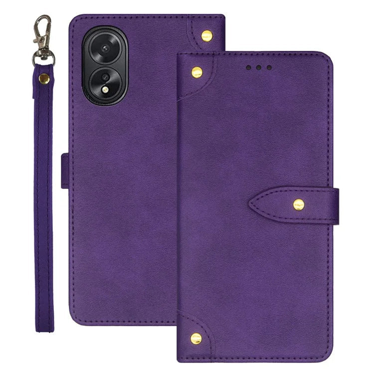 IDEWEI For Oppo A38 4G Phone Case Magnetic PU Leather Stand Flip Cover