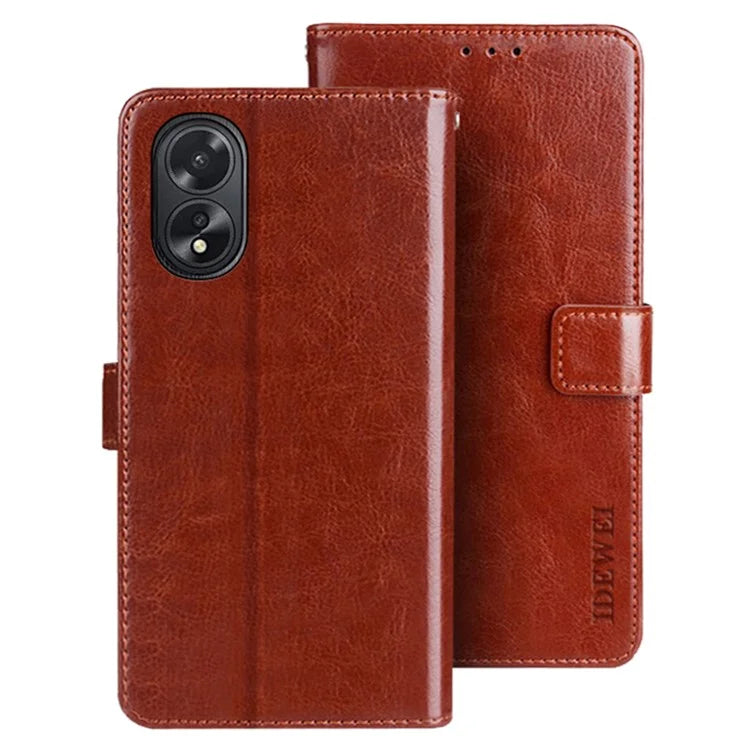 IDEWEI For Oppo A38 4G Case Crazy Horse Texture Flip Leather Wallet Phone Cover