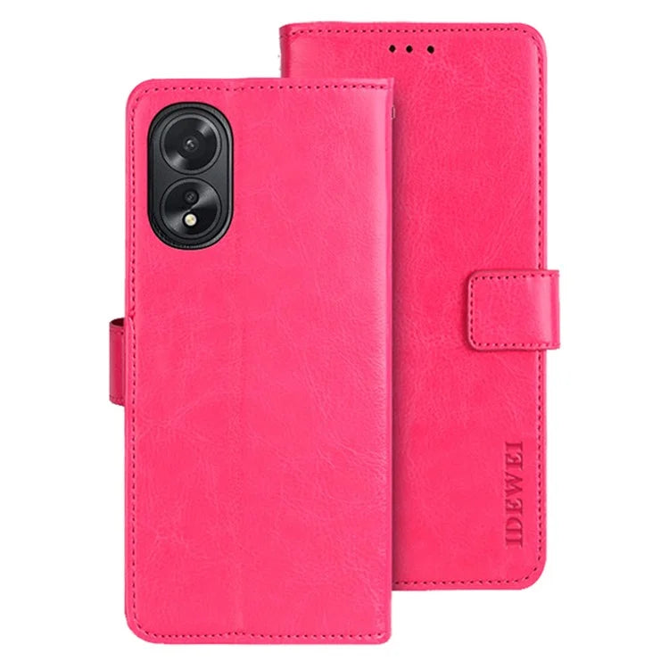 IDEWEI For Oppo A38 4G Case Crazy Horse Texture Flip Leather Wallet Phone Cover