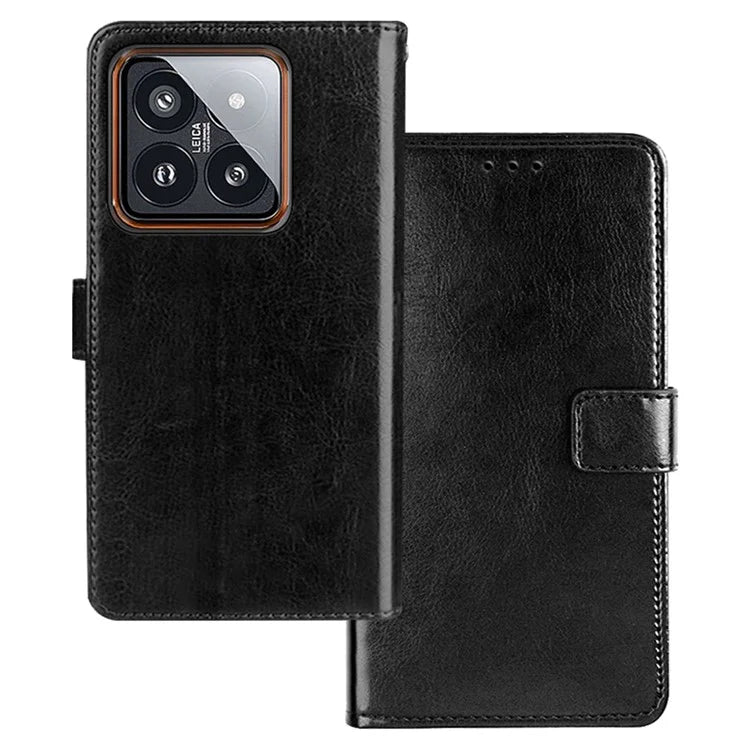 IDEWEI For Xiaomi 14 Pro Case Stable Stand PU Leather Mobile Phone Cover Wallet