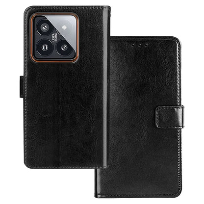 IDEWEI For Xiaomi 14 Pro Case Stable Stand PU Leather Mobile Phone Cover Wallet